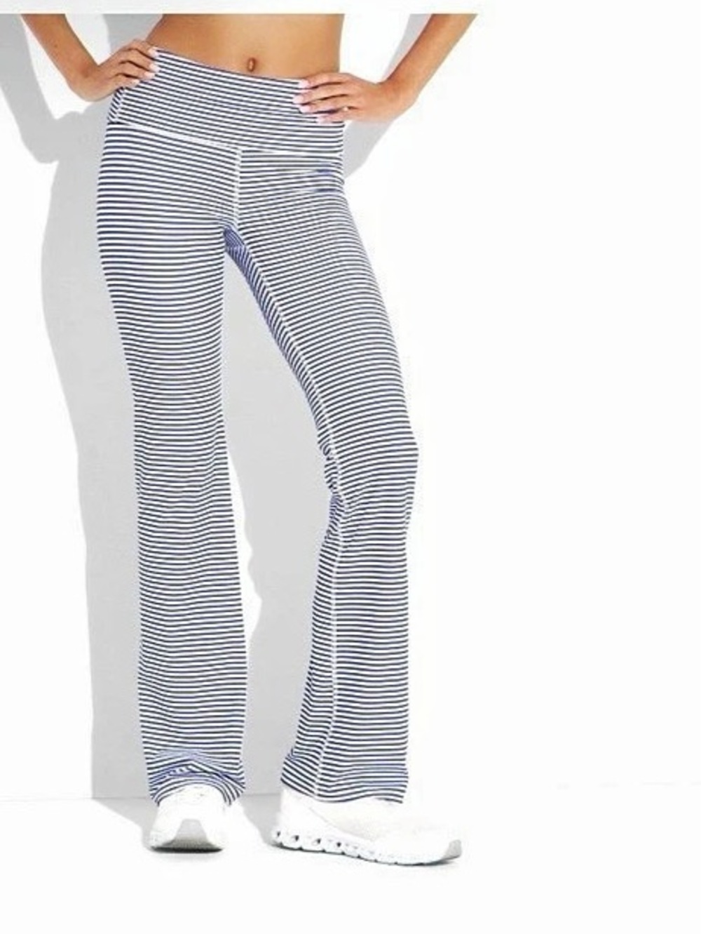 JoyLab Striped Flare Pants in Cobalt Blue & White